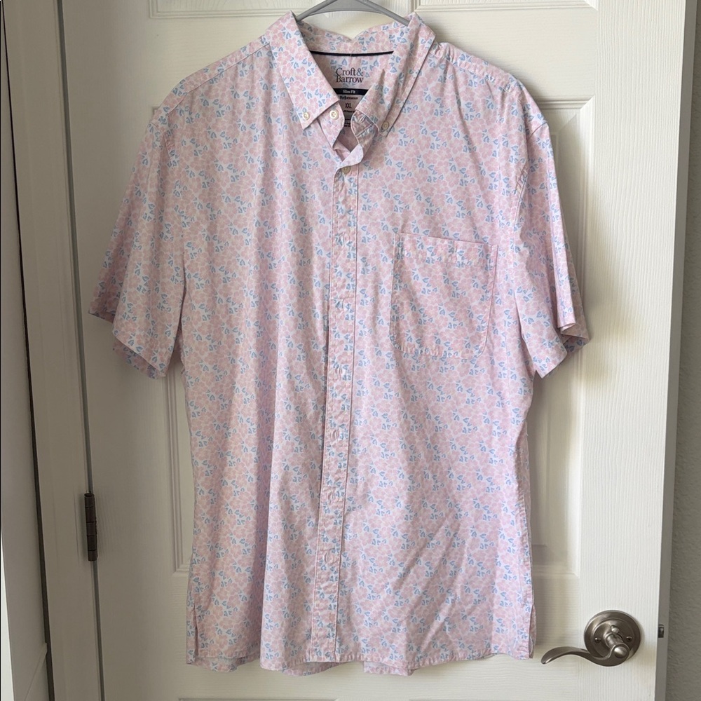 croft & barrow Pale Pink Floral Short-Sleeve Button-Down Shirt